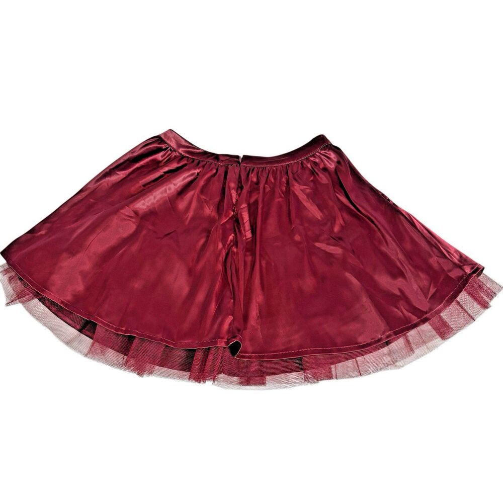 Altar’d State Burgundy Satin Tulle Whimsigoth Skirt M Fairy Grunge Holiday Glam - Picture 5 of 9